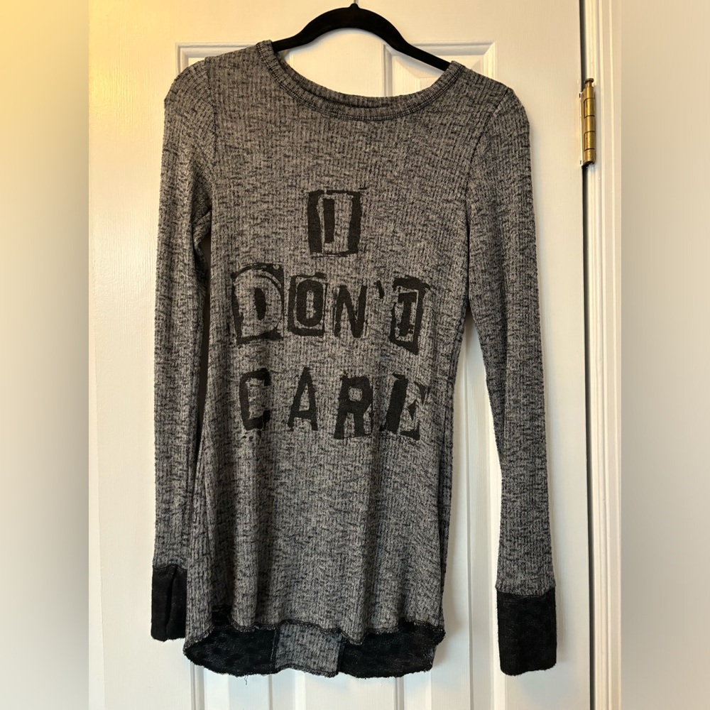Lauren Moshi I Don’t Care Sweater Material Long Shirt